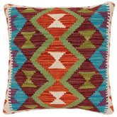 handmade Traditional Pillow Rust Blue Hand-Woven SQUARE 100% WOOL  Hand woven turkish pillow  2 x 2